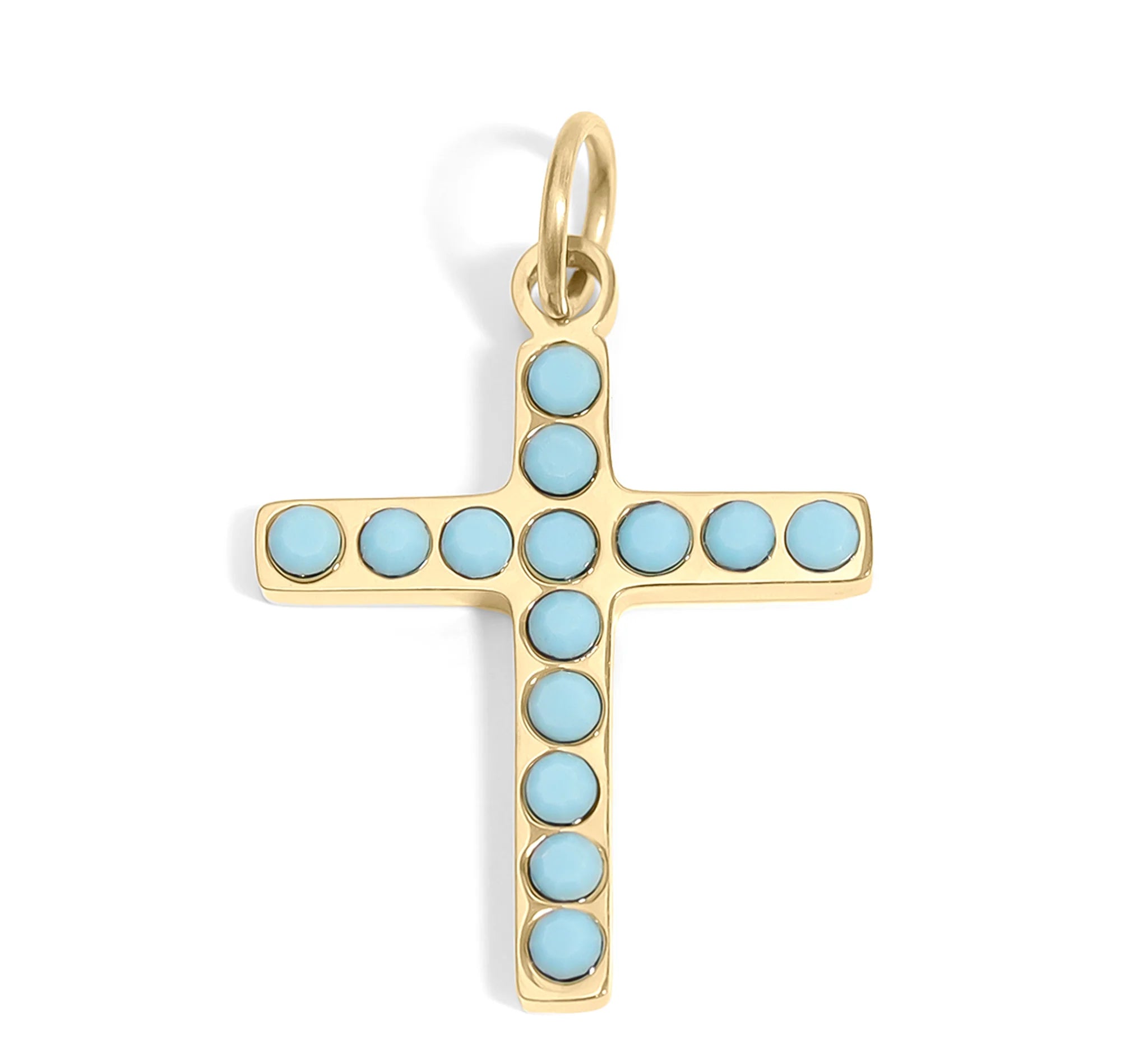 Turquoise Stone Cross Charm image 1