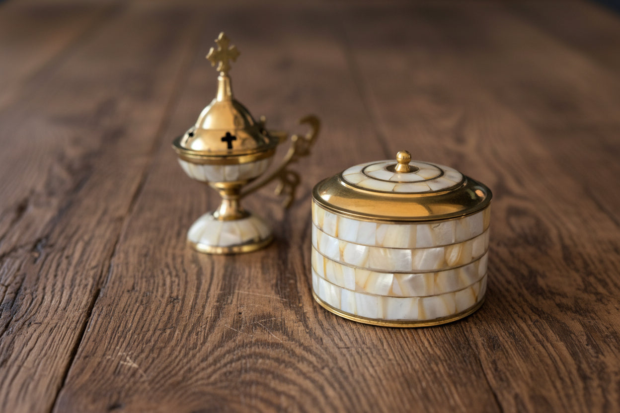 Bronze Incense Burner with Mother of Pearl image 4