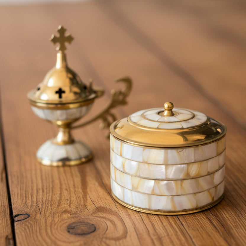 Bronze Incense Holder with Mother of Pearl image 2