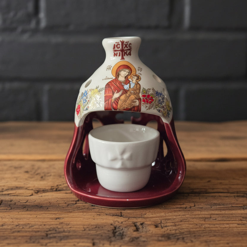 Clay Nativity Scene Lamp Red image 3