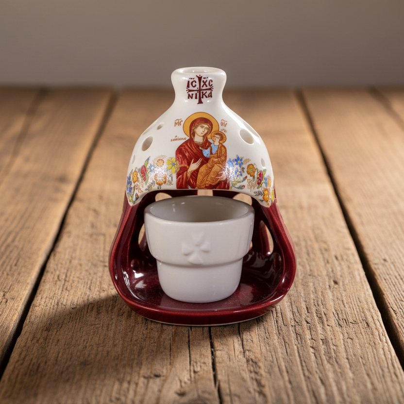 Clay Nativity Scene Lamp Red