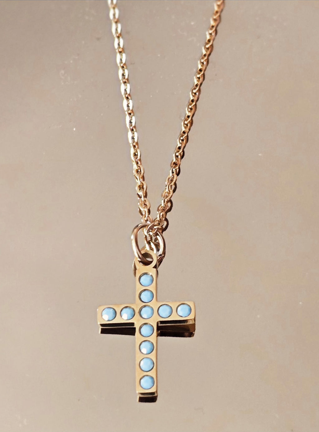 Turquoise Stone Cross Charm image 2