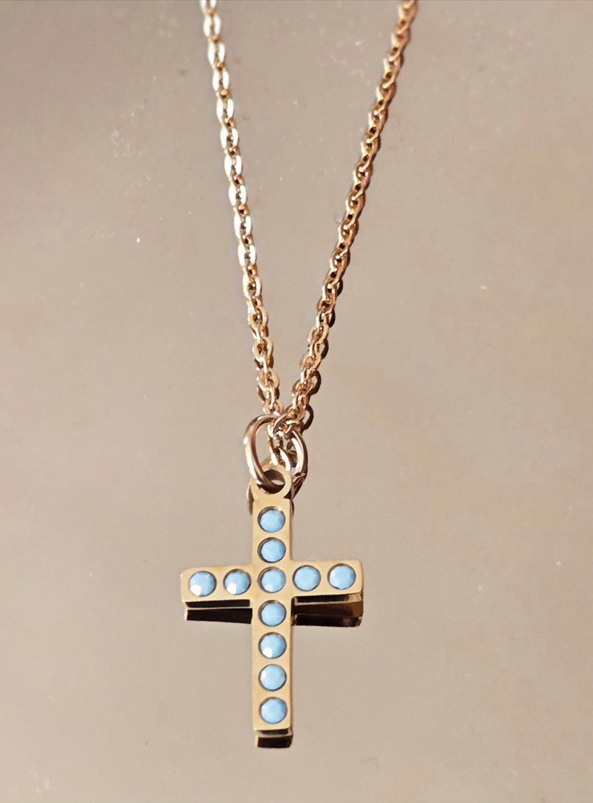 Turquoise Stone Cross Charm image 2
