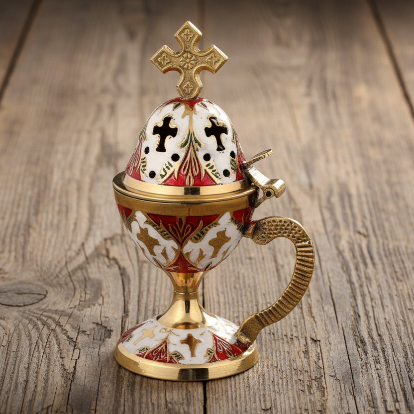 Bronze Incense Burner with Enamel image 0