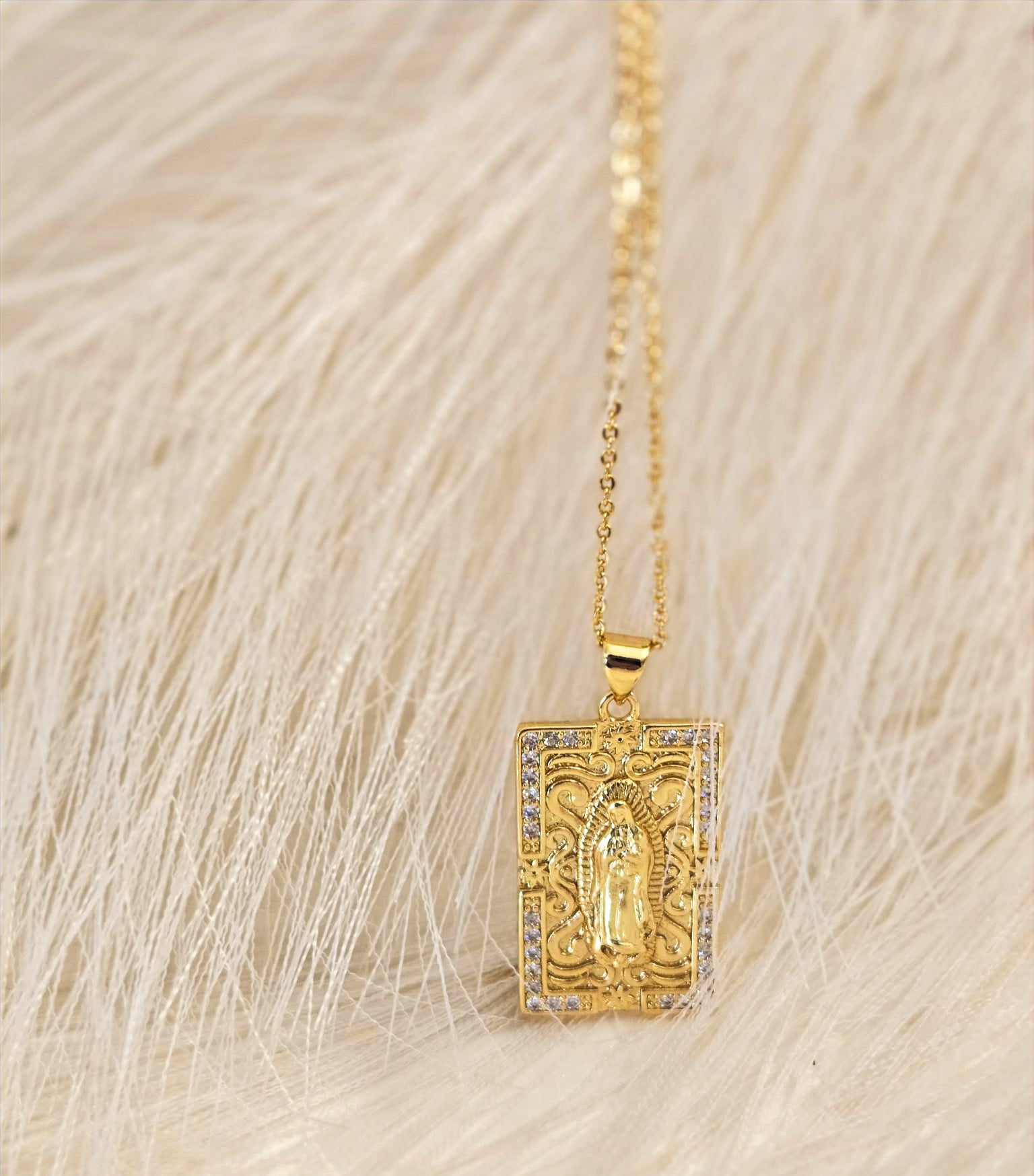 Necklace with Zircon Virgin Mary Praying image 1
