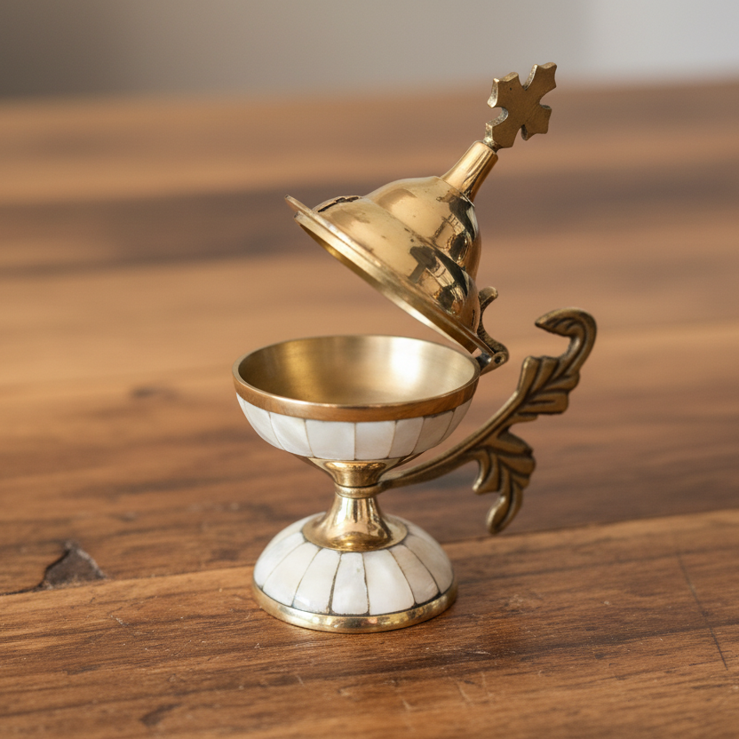 Bronze Incense Burner with Mother of Pearl