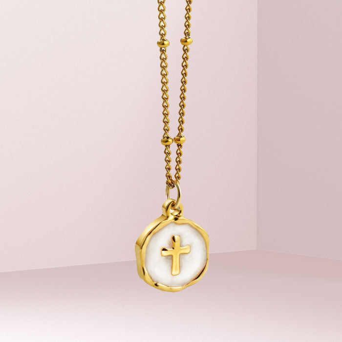 Round Cross Necklace image 2