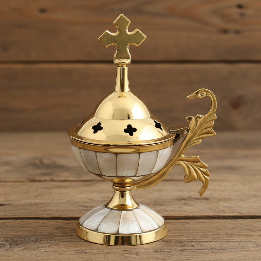 Bronze Incense Burner with Mother of Pearl