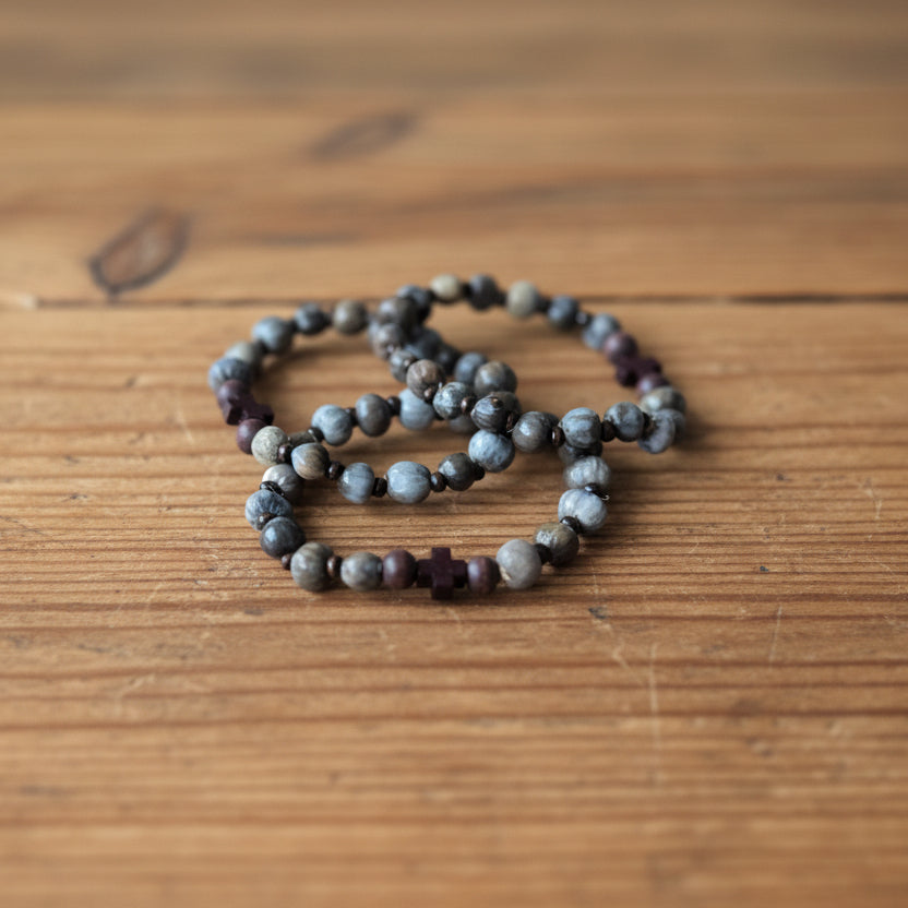 Virgin Mary Tear Bracelet with Wooden Cross image 2