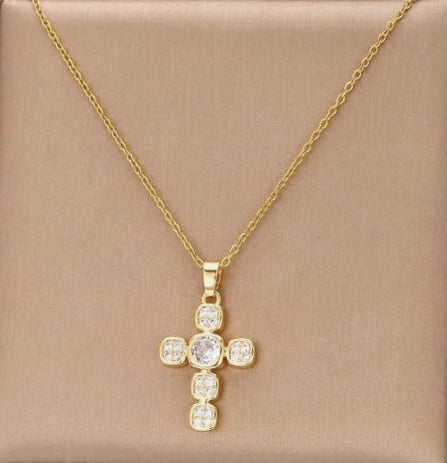 Gold Plated Cross Necklace with Zirconia image 3