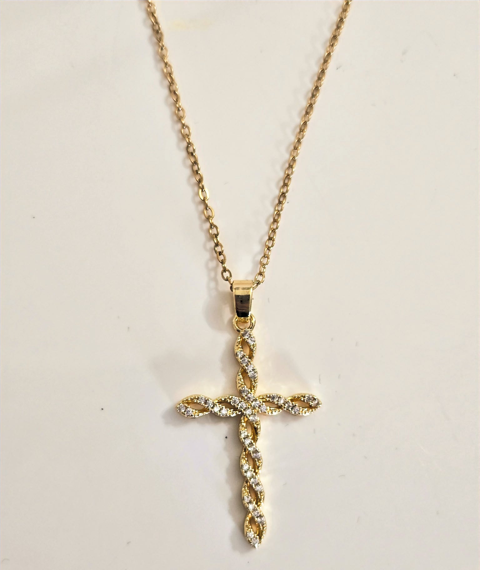 Gold Plated Cross Necklace with Zirconia image 2