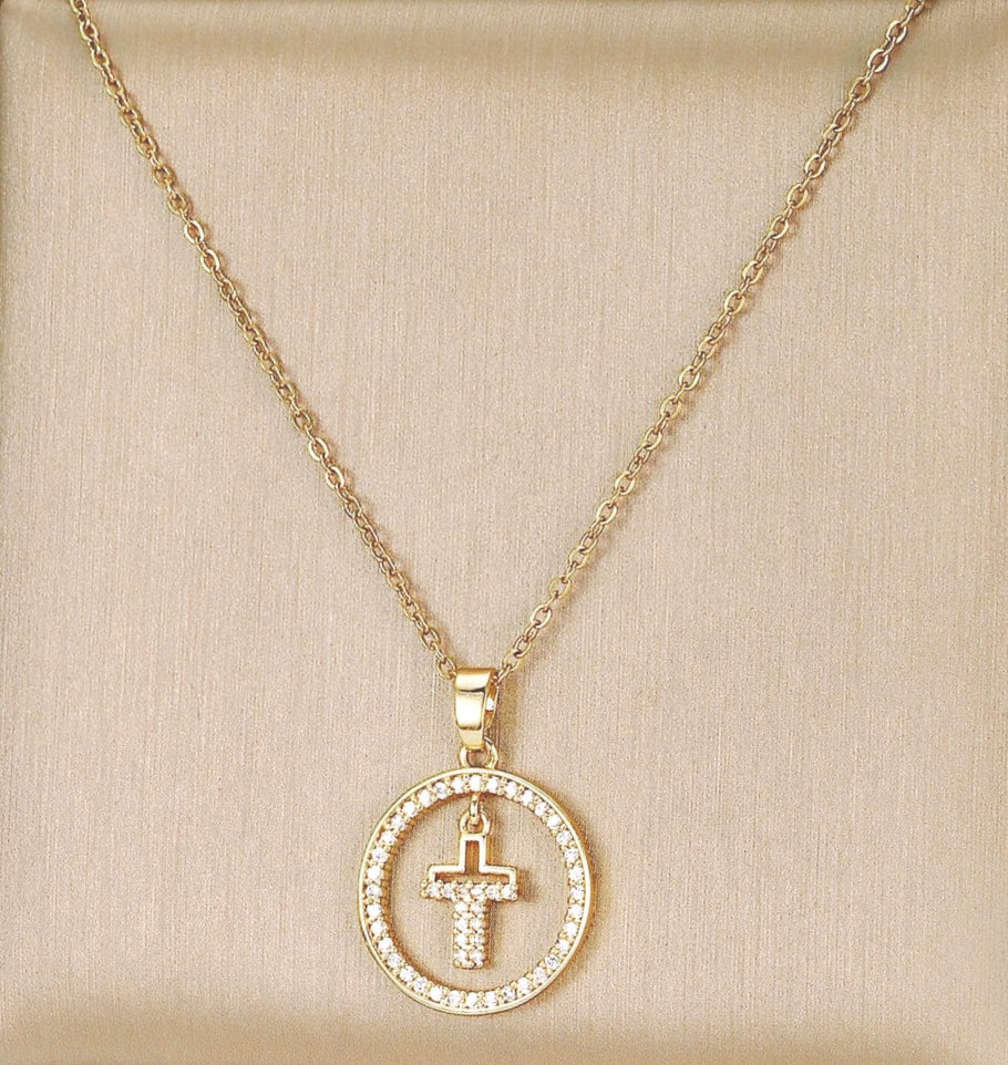 Gold Plated Cross Necklace with Zirconia image 2