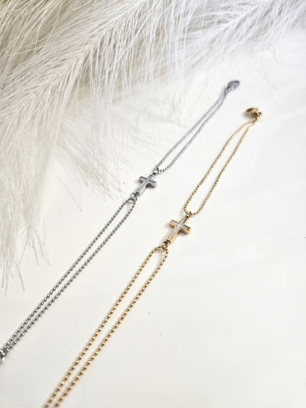 Cross Bracelet with Double Chain and Enamel image 4
