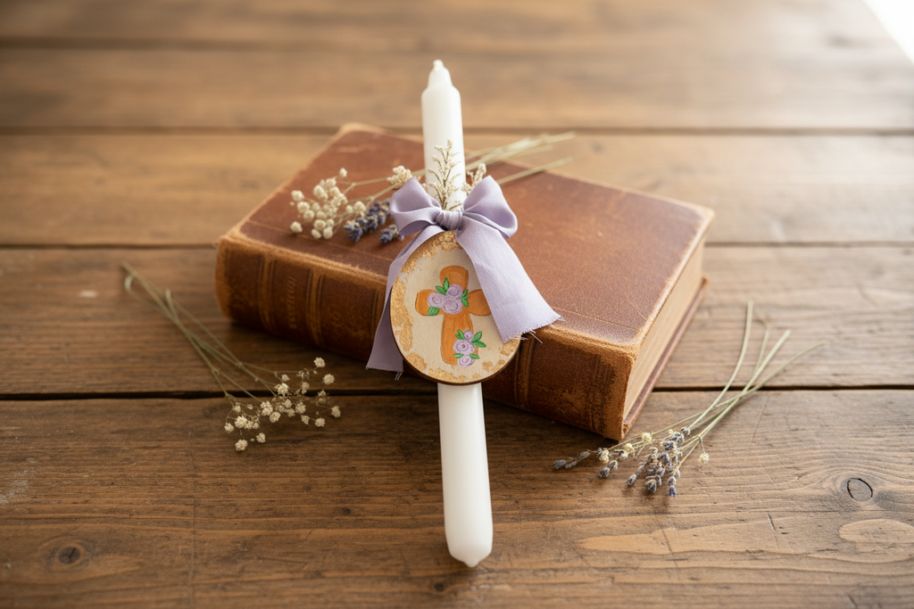 Pascha Anastasi Candle with Magnetic Decorative Egg