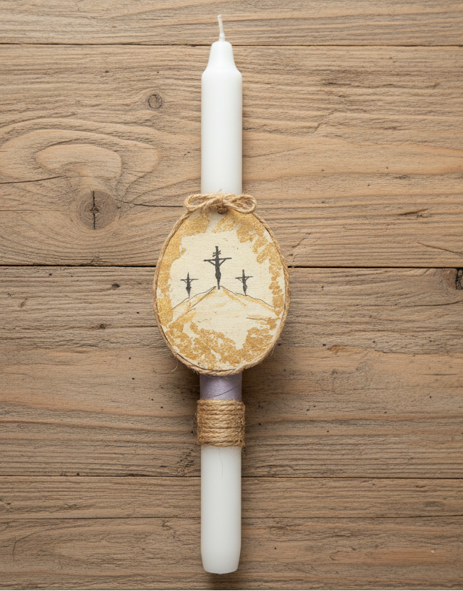Pascha Anastasi Candle with Decorative Wooden Egg (type 2)