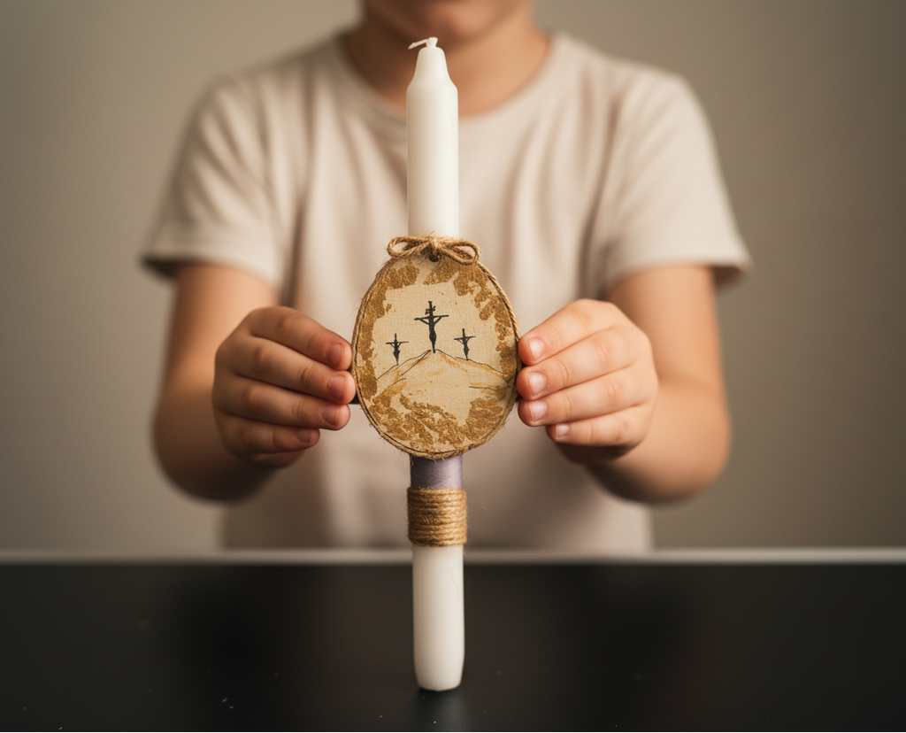 Pascha Anastasi Candle with Decorative Wooden Egg (type 2)