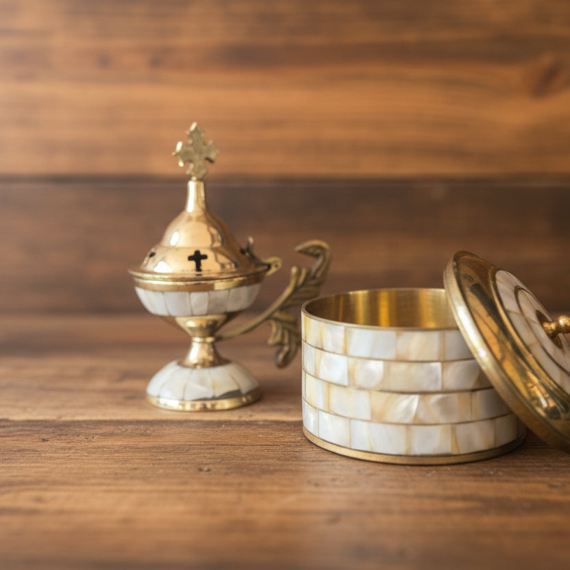 Bronze Incense Holder with Mother of Pearl image 3