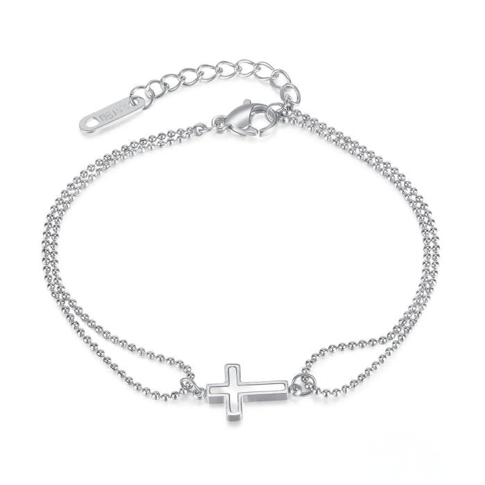 Cross Bracelet with Double Chain and Enamel image 1